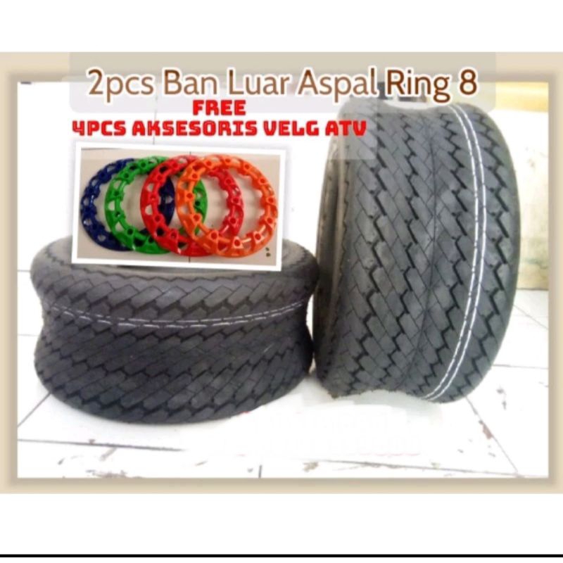 Ban ATV ring 8 Onroad Promo Spesial 2pcs Free aksesoris Velg ATV