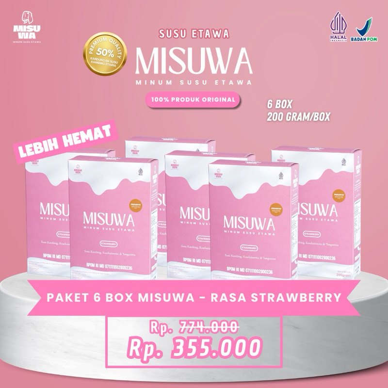 

Susu Kambing Etawa Bubuk RASA STRAWBERRY [PAKET 6 BOX] 6x200GR Menjaga Kesehatan Tulang Melancarkan Sistem Pencernaan dan Kekebalan Tubuh | MISUWA