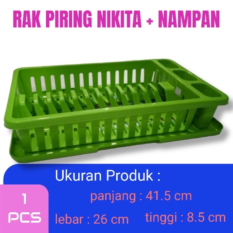 Rak piring 1 susun nikita panda star / Rak piring plastik dengan nampan  nikita panda star