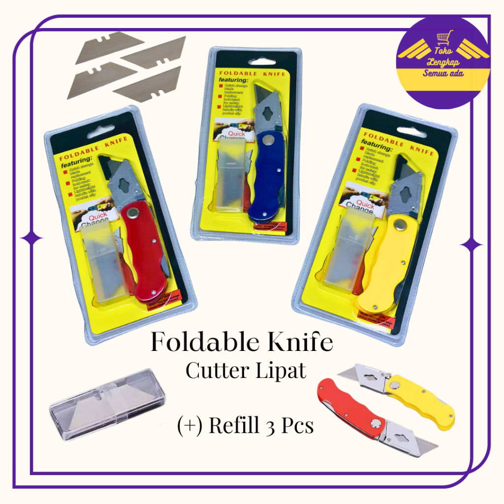 

TLSA Karter Lipat Pisau Kater Lipat Foldable Knife Cutter Serbaguna Multifungsi | Pisau Kertas Gunting Kertas Karter Lipat Tajam