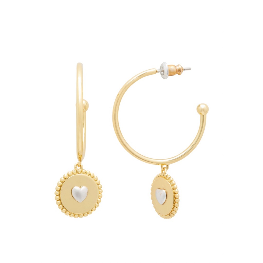 KATE SPADE Heartful Hoops Gold Silver