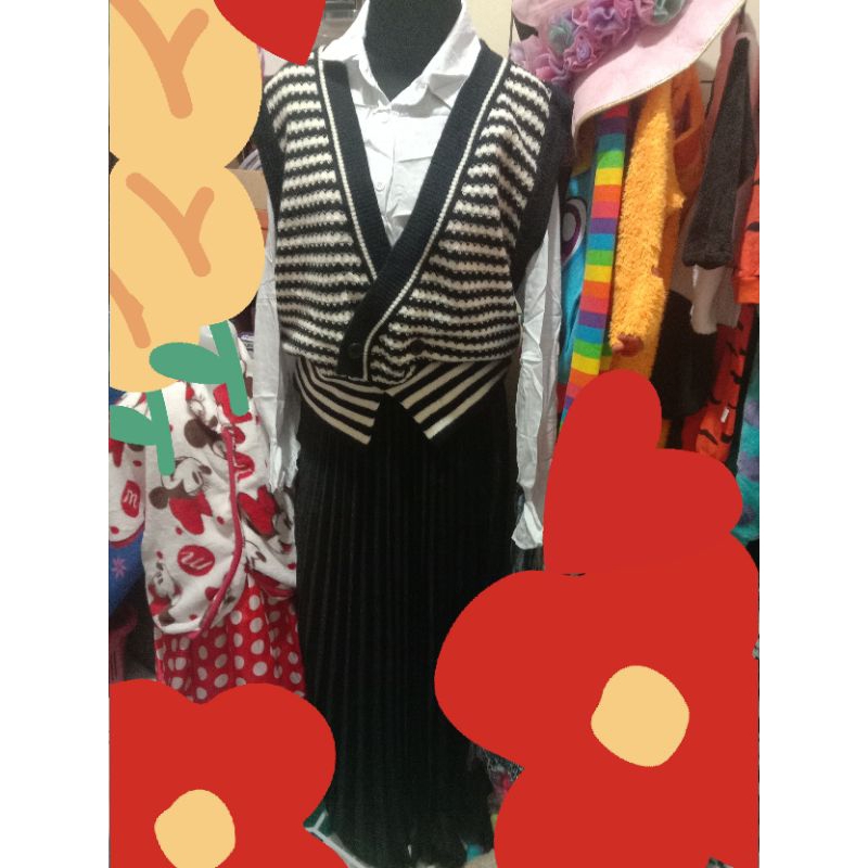 set rompi rajut dan rok.plisket velvet jumbo