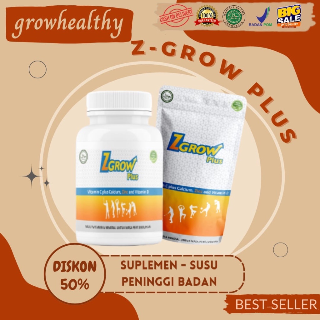 Z-GROW PLUS [BEST SELLER] - SUPLEMEN PENINGGI BADAN ORIGINAL BPOM TERLARIS / VITAMIN ANAK DEWASA