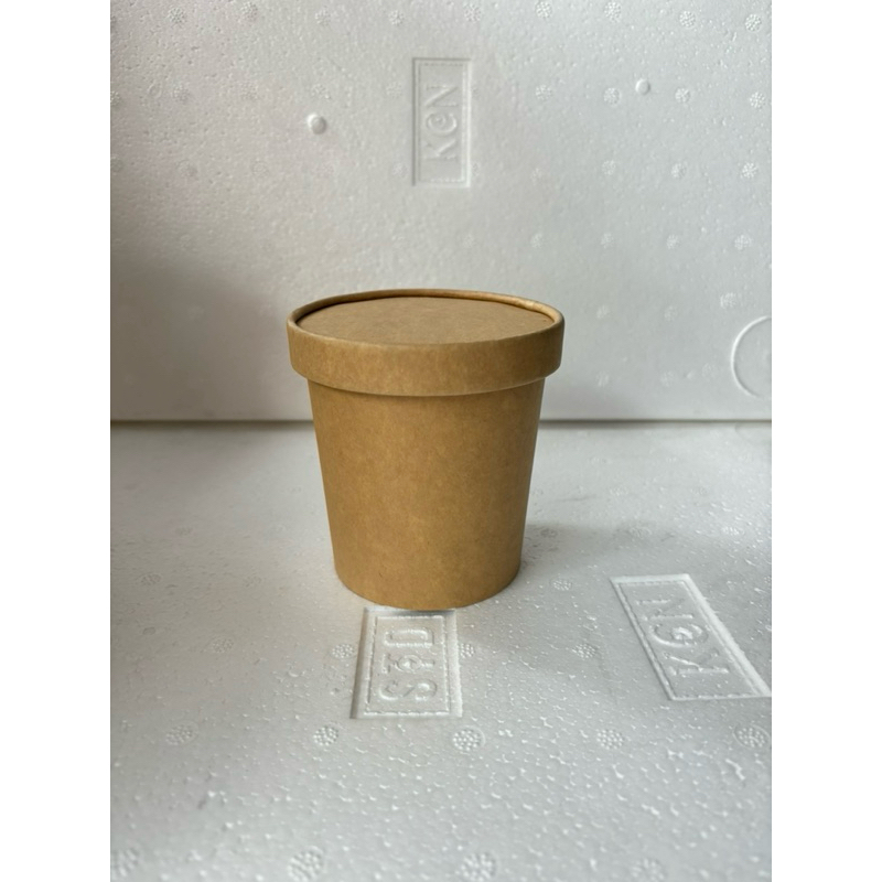

2Xbtygneal Sakha Snack ) [ Isi 25 ] Brown Paper Cup Soup Kraft Bowl + Tutup 8 12 16 26 Oz