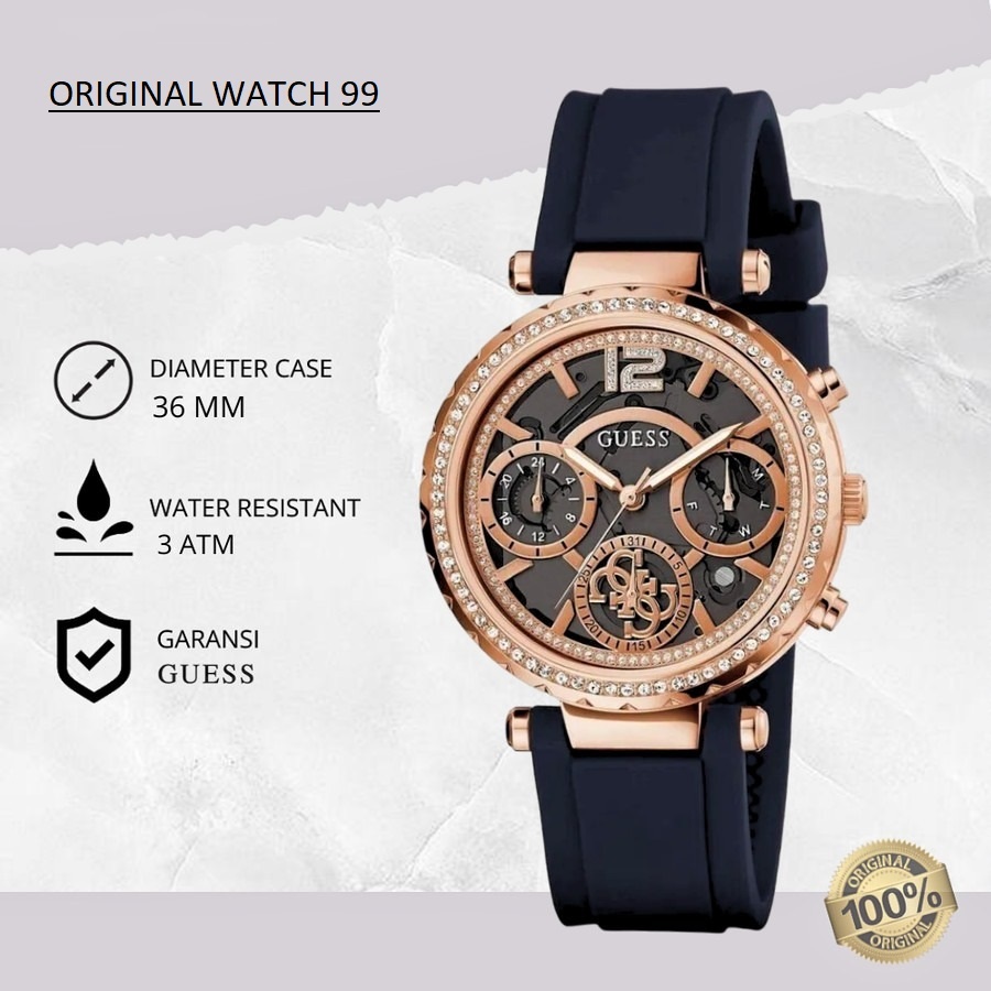 100% ORIGINAL Jam Tangan Wanita Guess GW0484L2 Jam Tangan Original - Stainless Steel & Tali Rubber