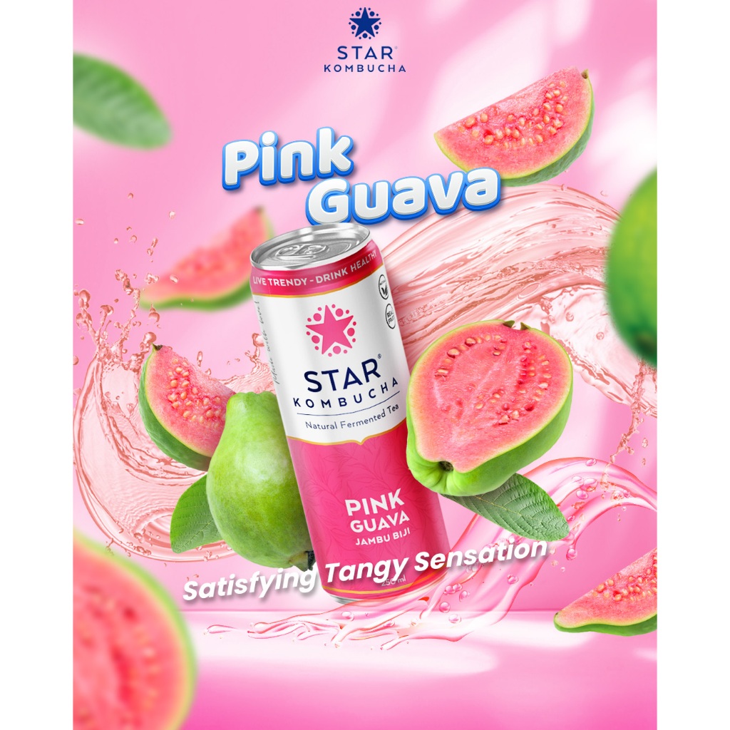 

STAR Kombucha Scoby Minuman Teh Sehat Probiotik Sari Buah Asli Pink Guava 250ml