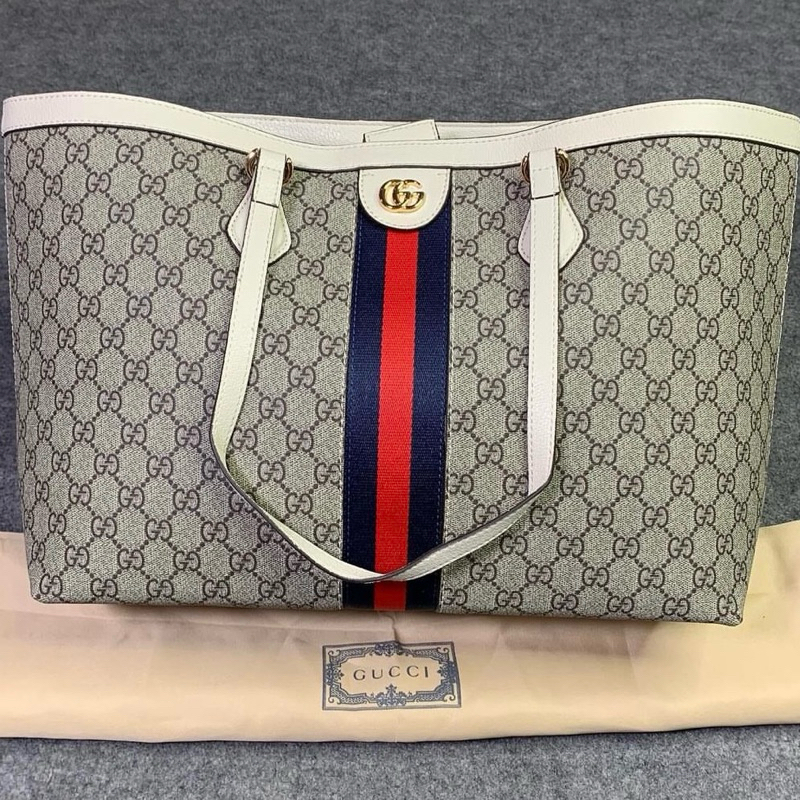 ❌ sold ❌ Like New Gucci Ophidia Medium Beige/White GG Monogram Supreme Tote Bag