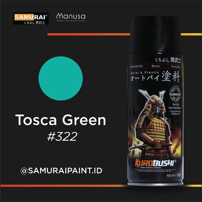 

Samurai Paint Standard Tosca Green Hijau Tosca Biru Hijau 322 Cat Aerosol Kualitas Kompresor w DU5