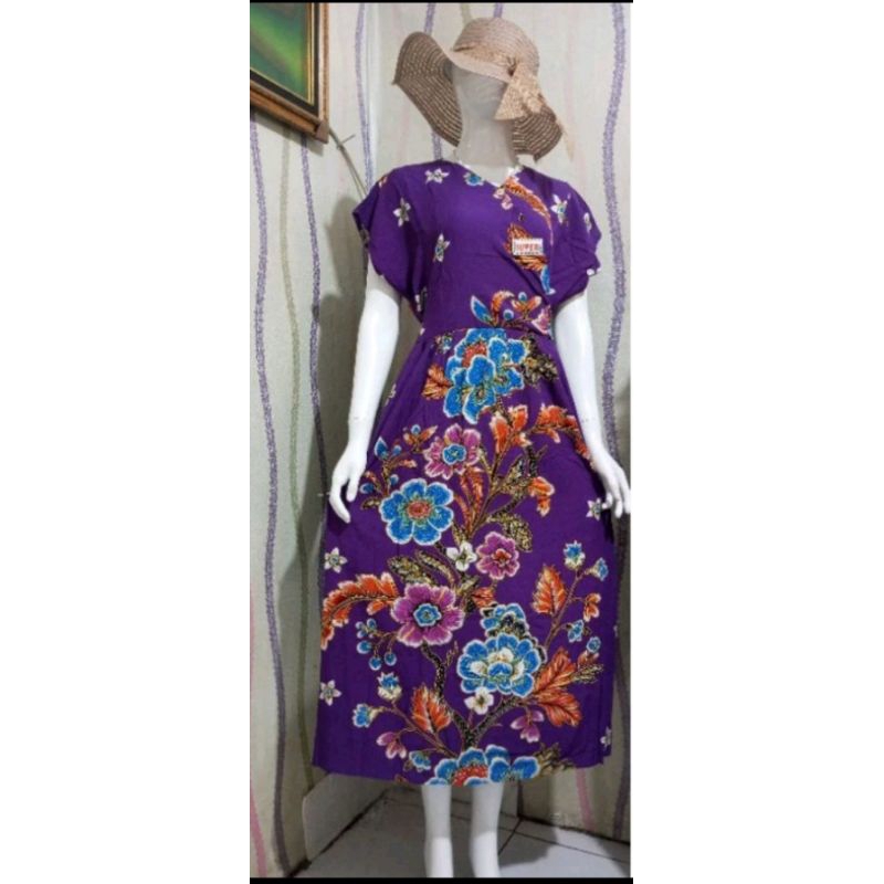 daster kimono cibi slempang, daster kencana ungu asli  ld 105 pb 125
