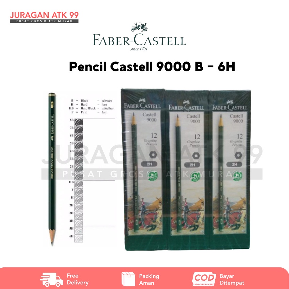 

Pencil FaberCastell 9 Per Pack Lengkap B 6H 1 Pack Isi 12pcs q L7V9