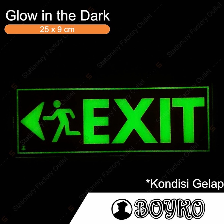

Akrilik Exit Glow in The Dark Acrylic Fosfor Sign Standard 25cm x 9cm SFO Semarang Official e L6O7