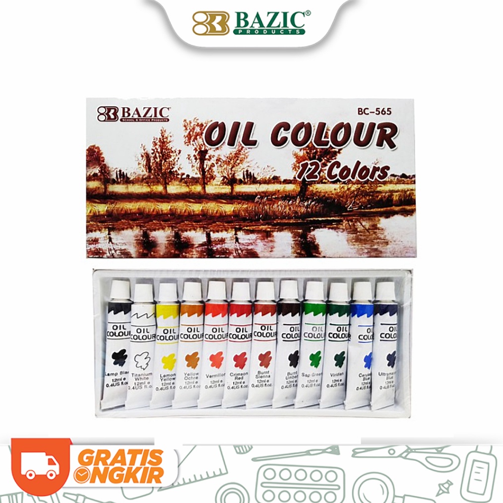 

Bazic Oil Colour 12 Colors Cat Minyak Isi 12 Warna c L8J4