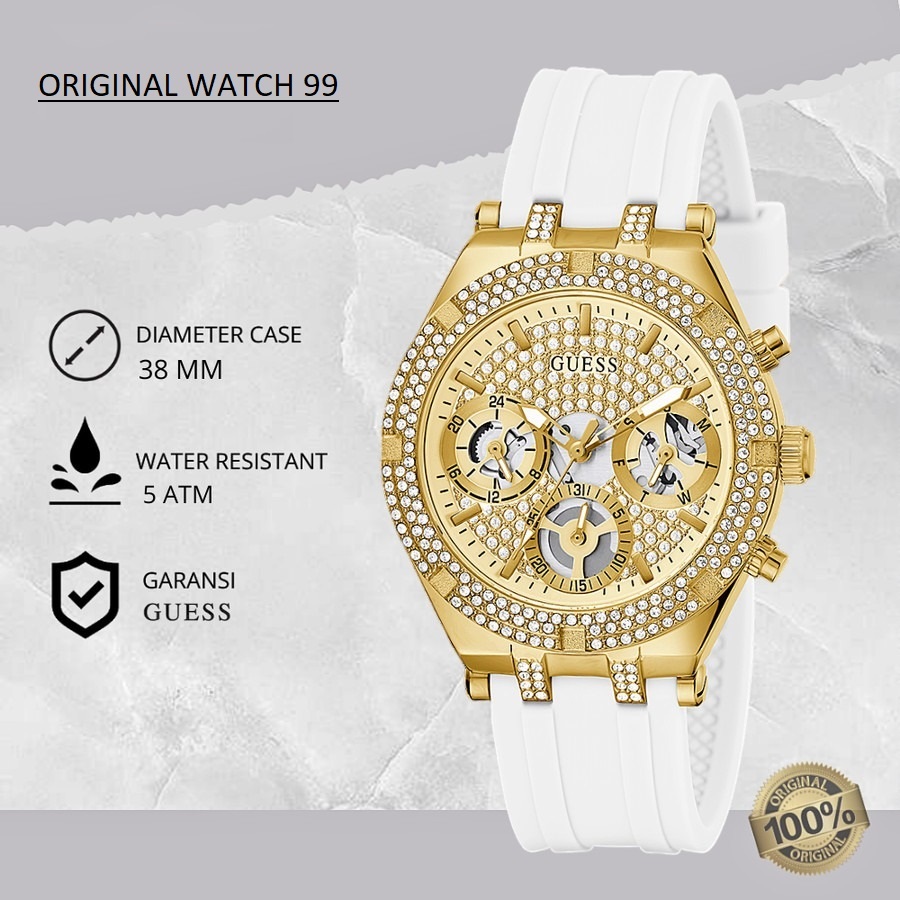 100% ORIGINAL Jam Tangan Wanita Guess GW0407L2 Jam Tangan Original - Stainless Steel & Tali Rubber