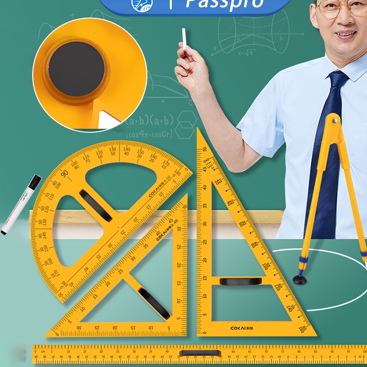 

1 meter penggaris kayu set jangka papan tulis segitigaBusur untuk Papan Tulis a B7Y2