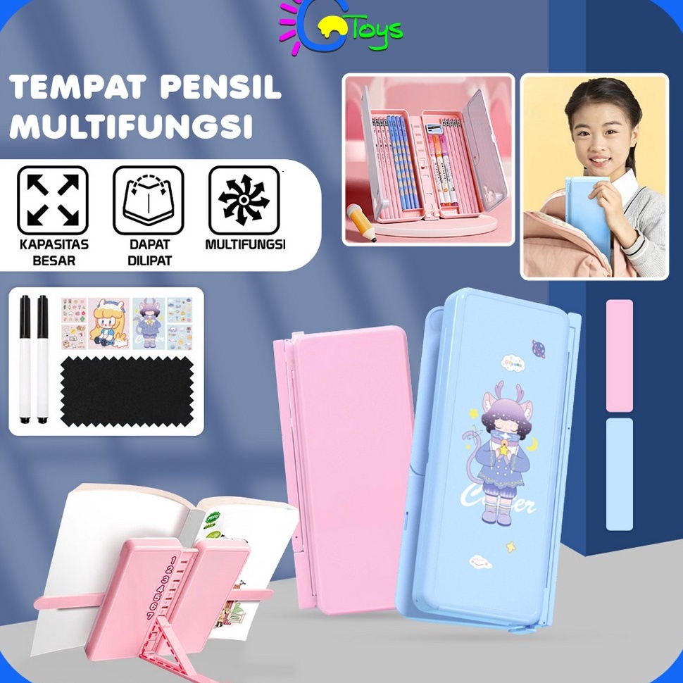

CRA73 Tempat Pensil 2IN1 Multifungsi dengan Tatakan Buku dan Papan Tulis Praktis Kotak Pensil Lipat Tempat Penyimpanan Alat Tulis Anak Sekolah Pencil Case Book Holder Import x S7D5