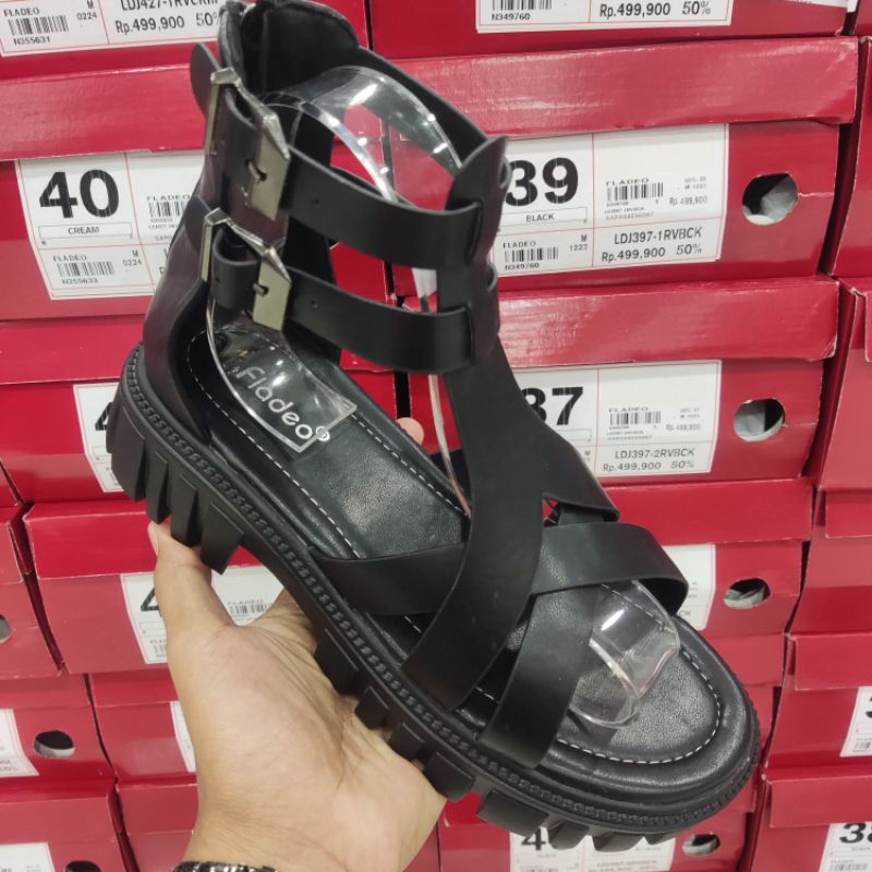 FLADEO SHOES ORIGINAL❗Promo Sandal Boots Hak Tahu Tali Wanita