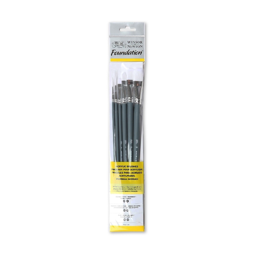 

Winsor Newton Foundation Acrylic Brush Set White Synthetic c Z6M2