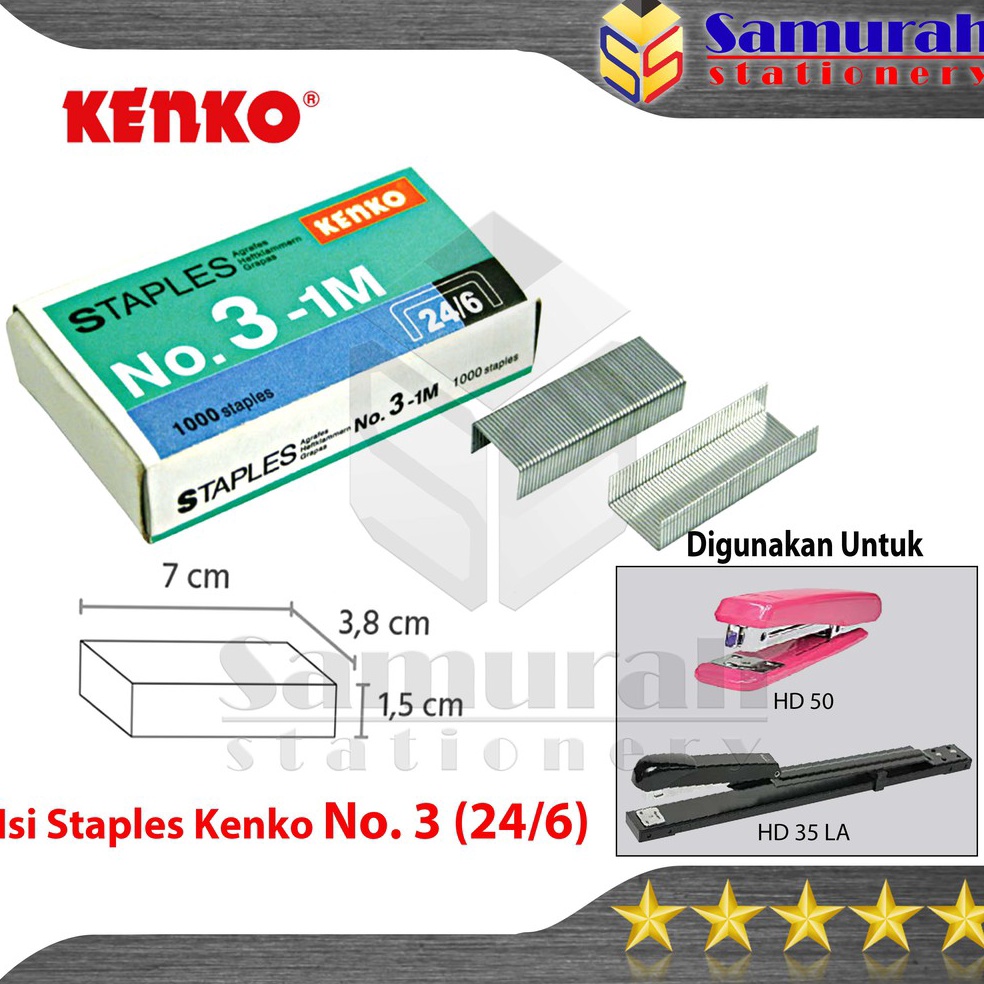 

Isi Staples Kenko No 3 Per Box Isi 2 Pak Kecil Refill Stapler no 3 isi Stepler Besar Hekter Tangan HD 5 v P5H9