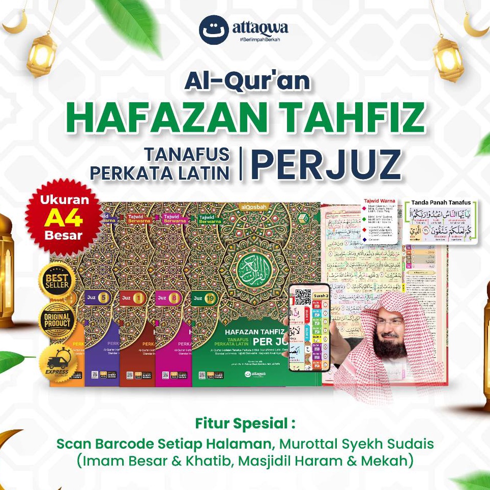 AlQuran Per juz ukuran Besar A4 BONUS BUKU DZIKIR Hafazan Tahfiz Perkata Latin h I3F6