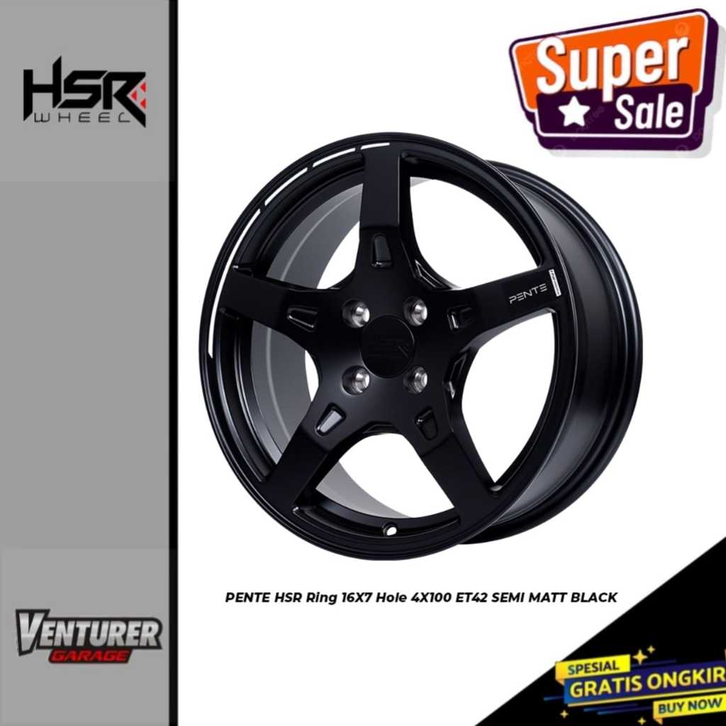 velg mazda2 corolla baleno mobilio soluna twincam murah palang 5 ring 16 HSR pente black