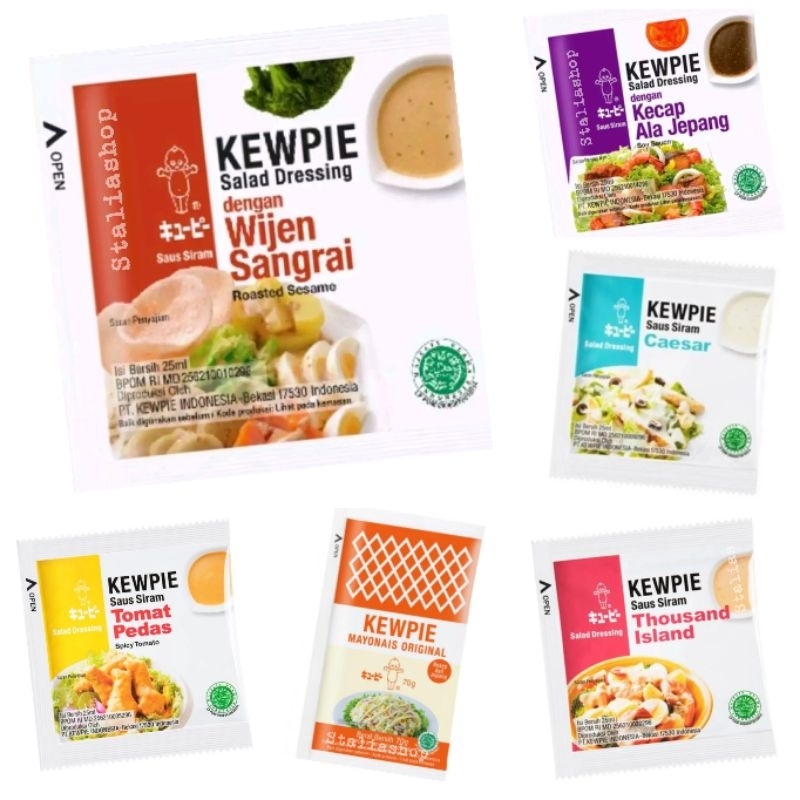 

Kewpie Salad Dressing Wijen Sangrai, Thousand Island, Caesar, Mayonaise Sachet