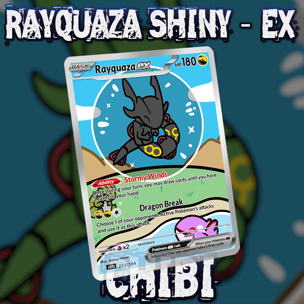 KARTU POKEMON TCG HOLOGRAM ENGLISH VERSION - RAYQUAZA SHINY (CHIBI) EX