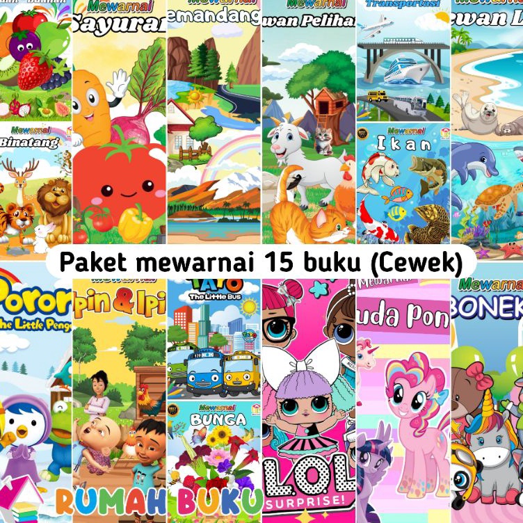 

KODE R78C Paket mewarnai Cewek 15 buku
