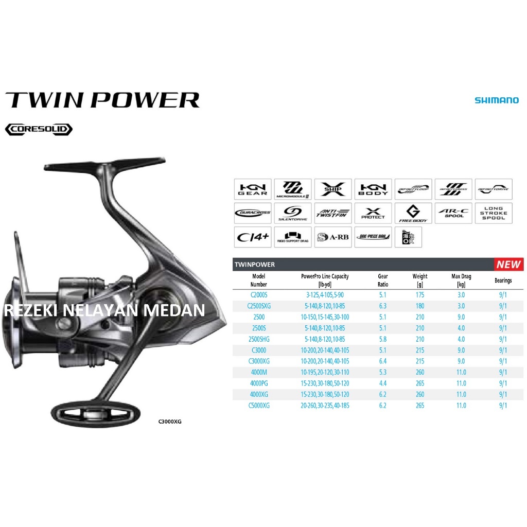 Reel SHIMANO Twin Power FE 2024 1000 / C3000 / 4000 / C5000 | Garansi Resmi SHIMANO INDONESIA