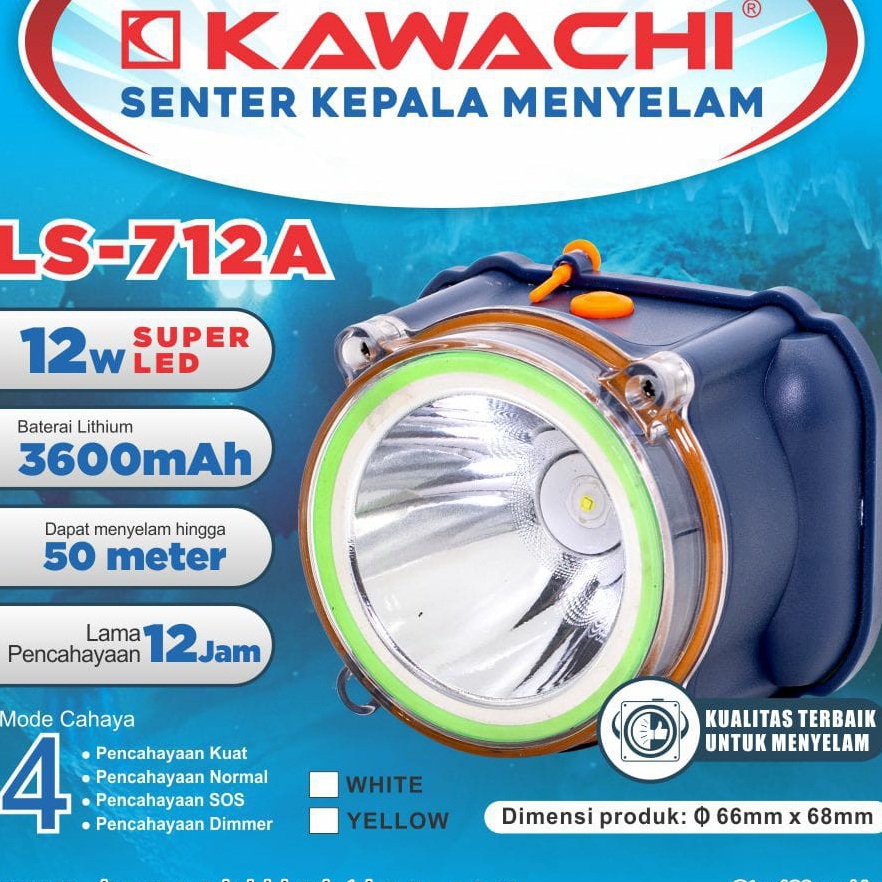 Ready Surprise  KAWACHI Senter Kepala Menyelam 12WATT SUPER LED LS712A