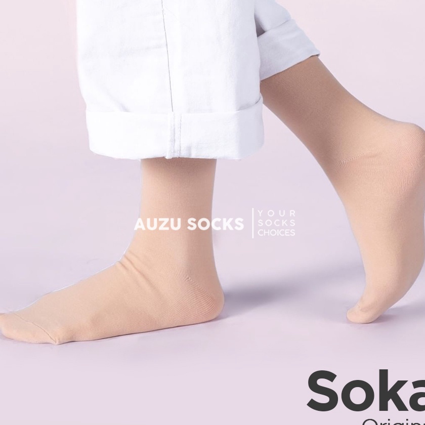 Bonus Kaos kaki muslimah pendek non jempol  Soka Original Polos M