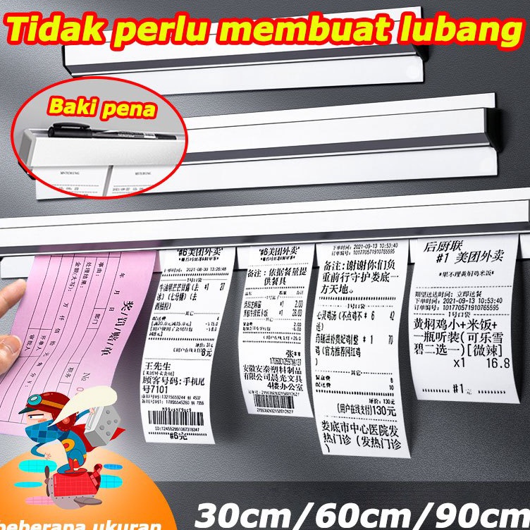 

KODE M75A Tidak perlu membuat lubang Bill Holder Receipt Holder Capitan Nota Stainless Bill Holder Receipt Holder Capitan Nota Stainless panjang 369cm Penjepit Kertas Bon Bill Tab Grabber Aluminum Bill Holder Restaurant