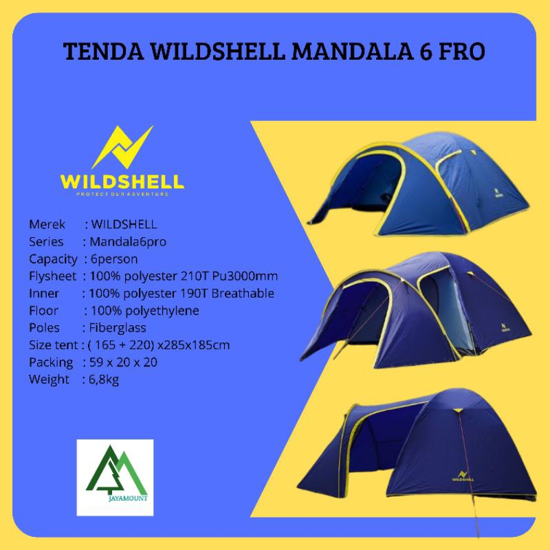 TENDA CAMPING WILDSHELL MANDALA KAPASITAS 6 | TENDA CAMPING MANDALA6 PRO WILDSHELL |