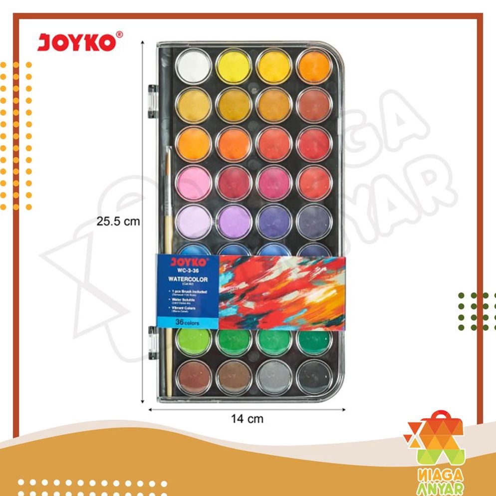 

KODE N39F NA JOYKO Watercolor WC3 Cat Air Padat 36Block Solid Watercolor Set 36 Warna Cat Air 36Warna Water color 36 Block