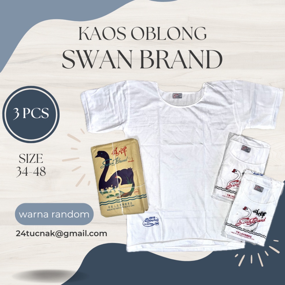 KODE N72A Kaos Oblong Swan Brand Pria 3 Pcs  Baju Polos Putih Lengan Pendek  Dalaman Cowok Dewasa Mu