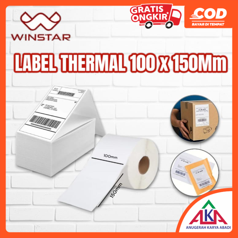 

WINSTAR Label Sticker Thermal Printer A6 100 x 150 mm isi 250 / 300 / 500 pcs Roll / Lipat Cetak Resi Label Shopee