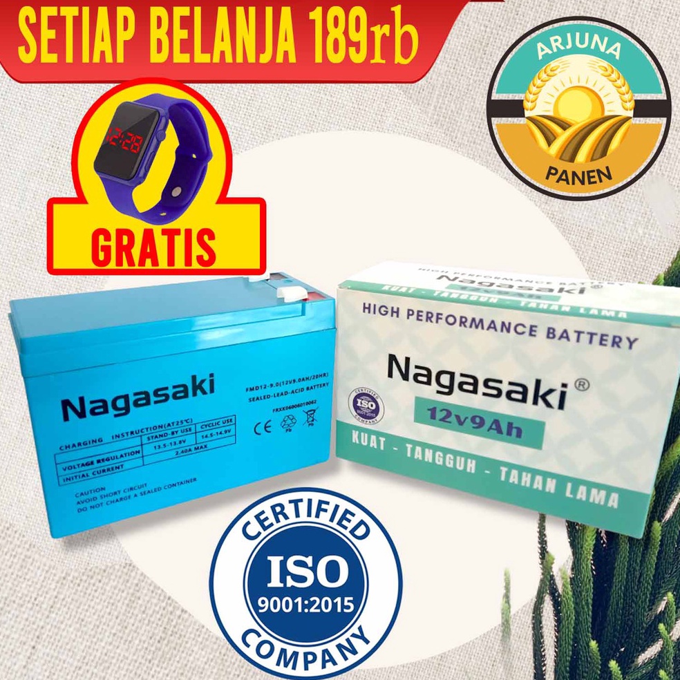 KODE W65V DIJAMIN ORI Aki Accu 12V 9Ah Nagawa Nagasaki Sprayer Elektrik Tangki Alat Semprot  15 x 64