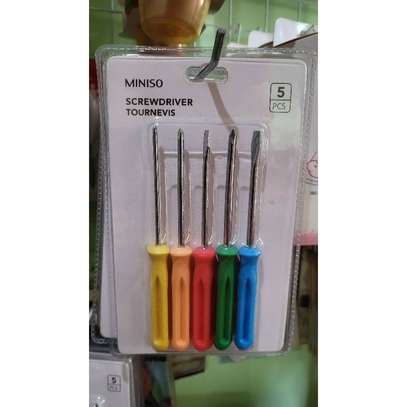 Miniso Set Obeng Perlengkapan isi 5 pcs / Miniso Screwdriver 5pc Obeng Anti Slip