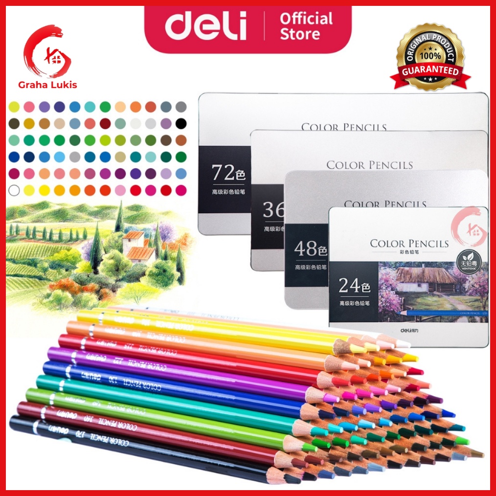 

KODE J92P Deli Highgrade Oil Pencil Color Pensil Warna Minyak 24 36 48 72