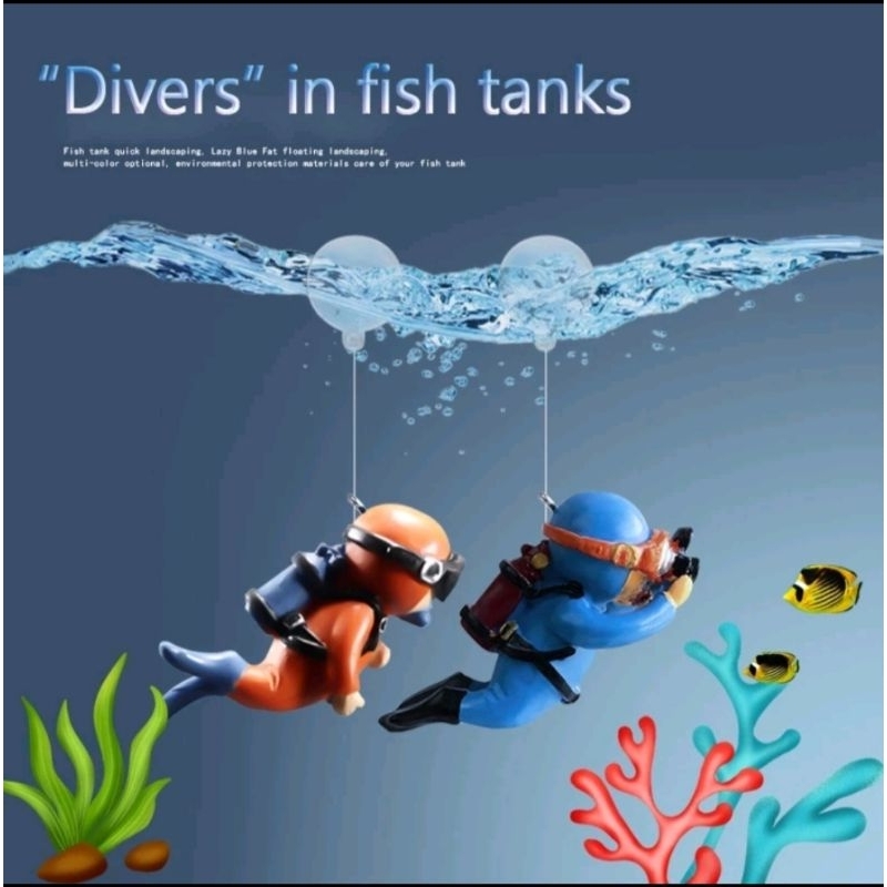Ornamen Miniatur penyelam akuarium hiasan aquarium lucu