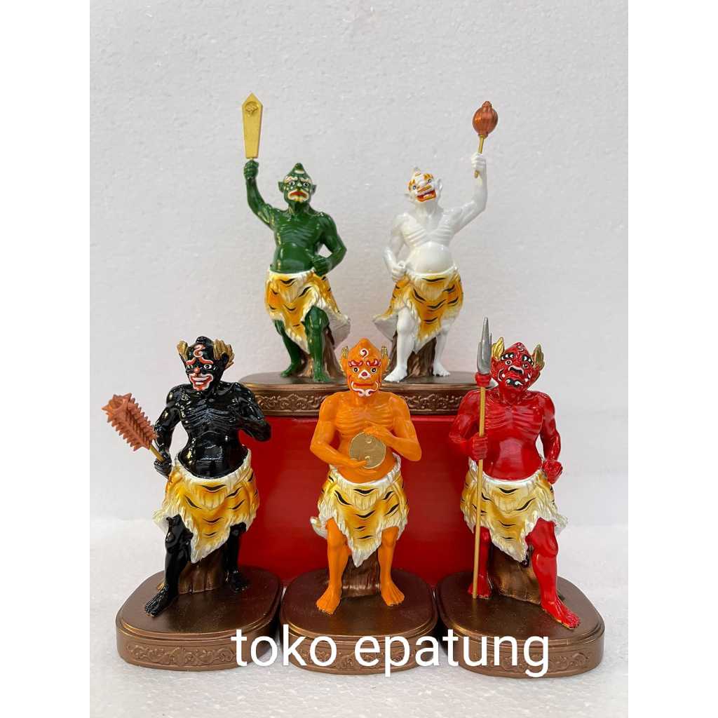 patung dewa neraka / lima / 5 hantu / go kui / gokui - fiber - 4 inch