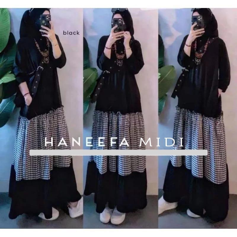 Nami Midi Dress Muslimah Motif Kotak Terbaru