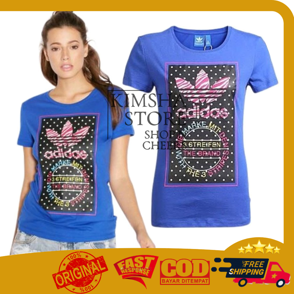 Kaos Adidas Tong Tee Pakaian Baju Olahraga Running Gym Sport Casual Wanita