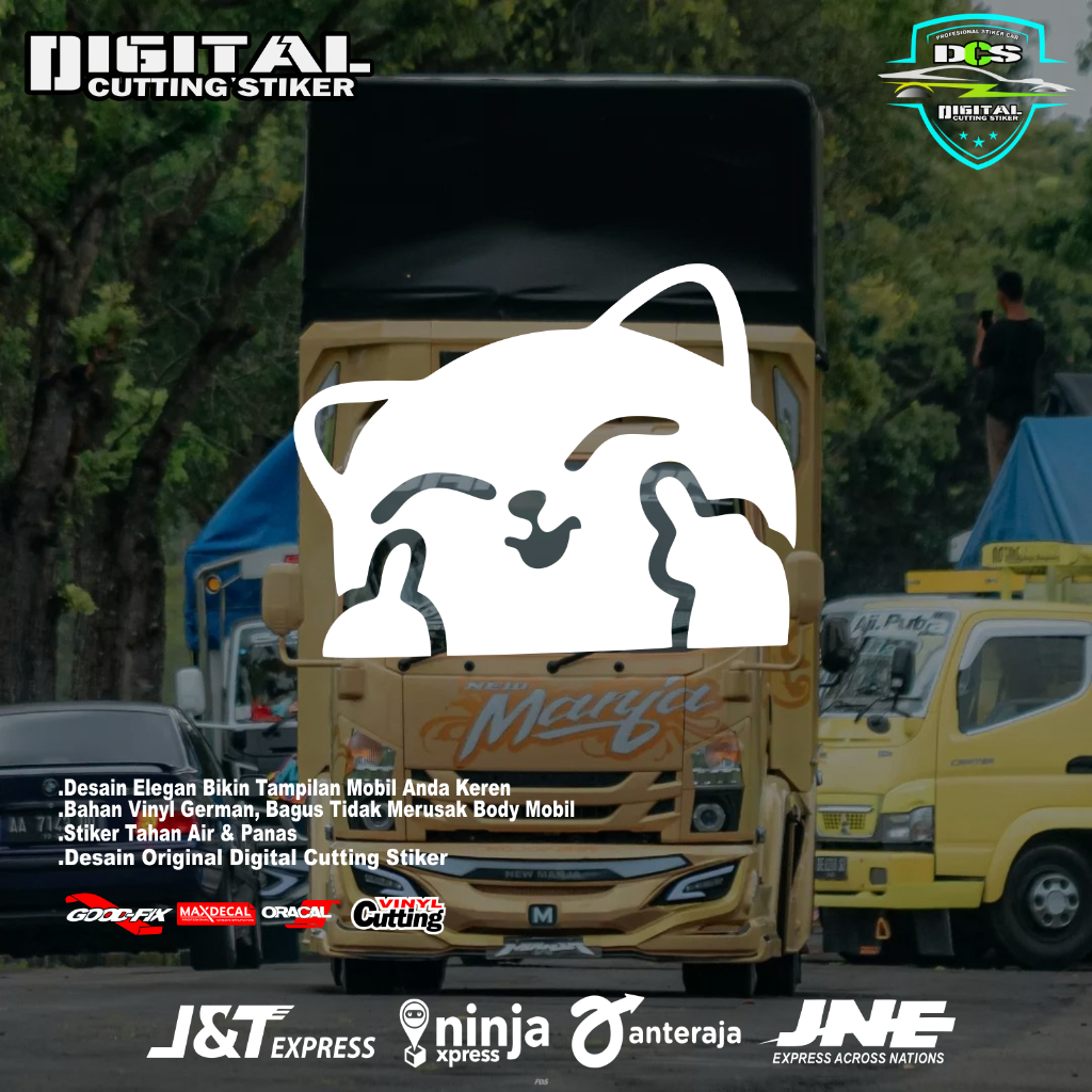Stiker gambar kucing lucu kaca mobil pickup truk sticker truk