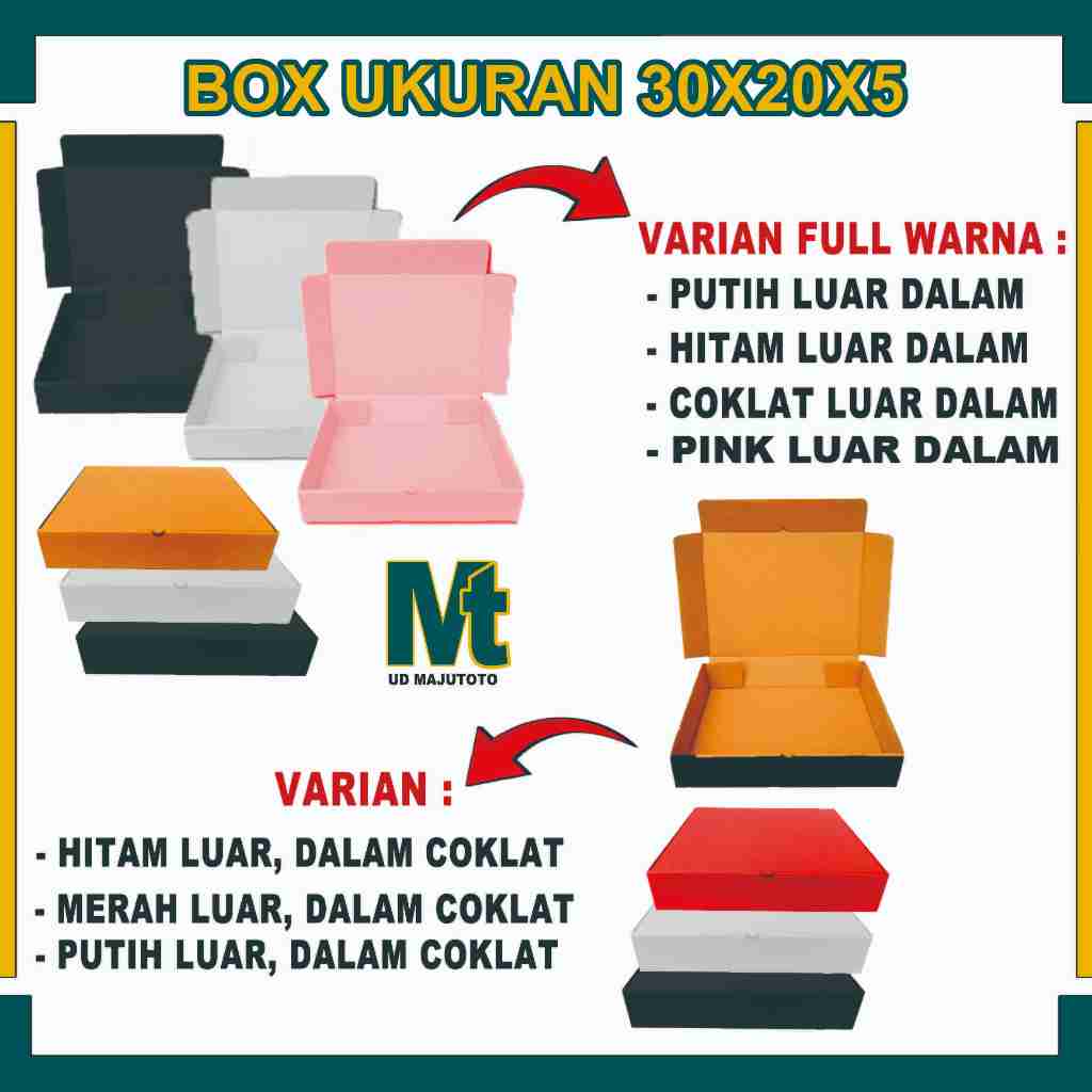 

Box 30x20x5 Cm / Box Lipat Depan / 20X30X5 Cm / Box Lipat Samping / Box Hampers/Karton Polos/Kardus