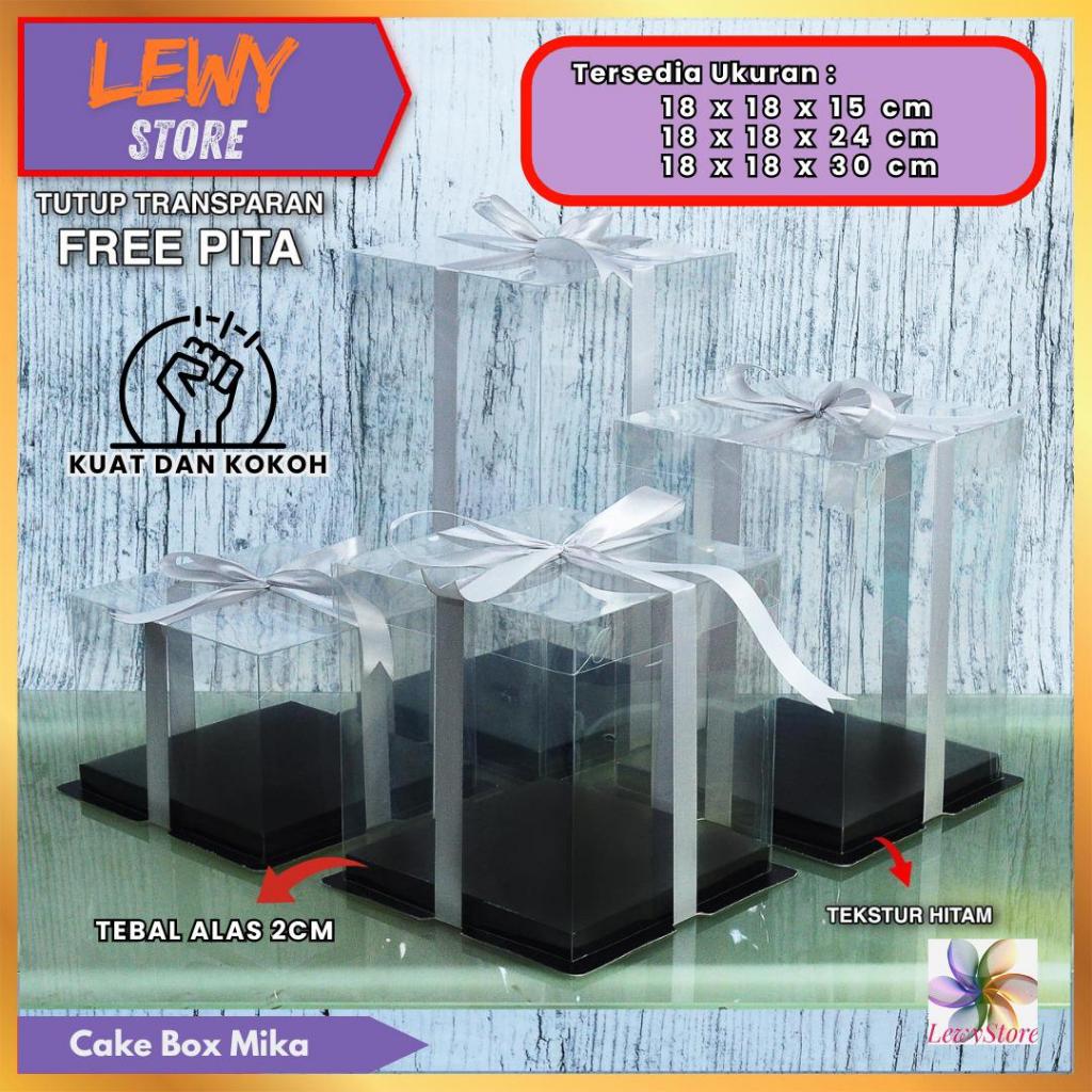 

Cake Box Mika Dus Kue Kotak Kue 18x18 cm Tutup Transparant PET Kotak Kue Kotak Kado Kotak Hadiah Gift Box Mika Kotak Hantaran Dus Kue