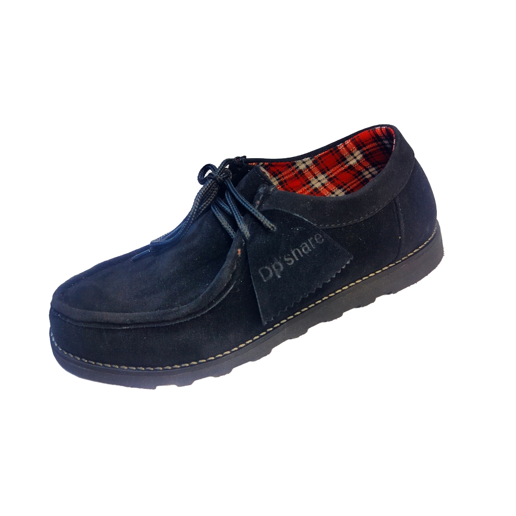 Bless - Sepatu Pria Chunky Wallabee Clarks Casual Suede Kulit Hitam