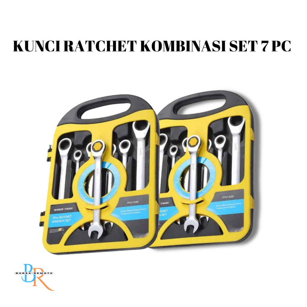 KUNCI RATCHET WRENCH KOMBINASI SET 7 PC 8 - 19 MM CHROME VANADIUM HAND TOOL
