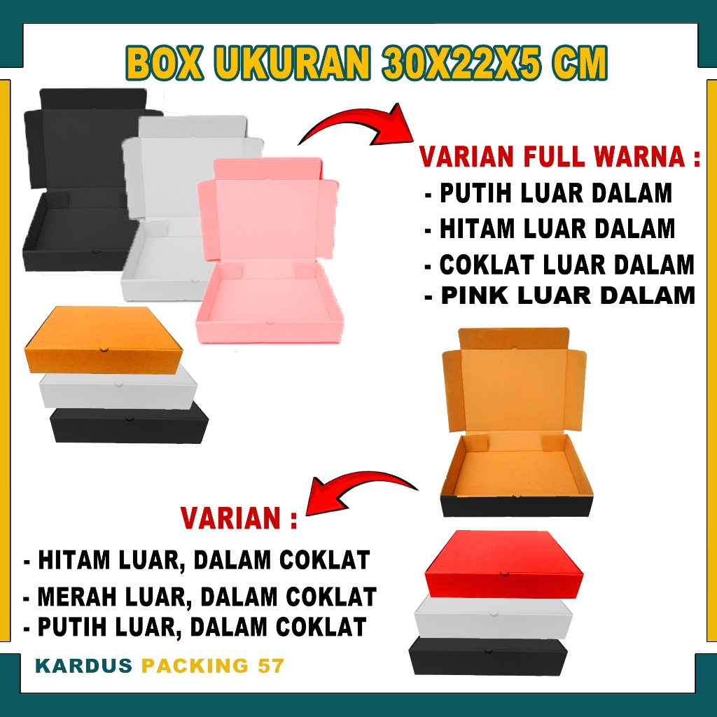

Box ukuran 30x22x5 Cm / Box Lipat Depan / Box Hampers / Box Kaos / Kardus Polos