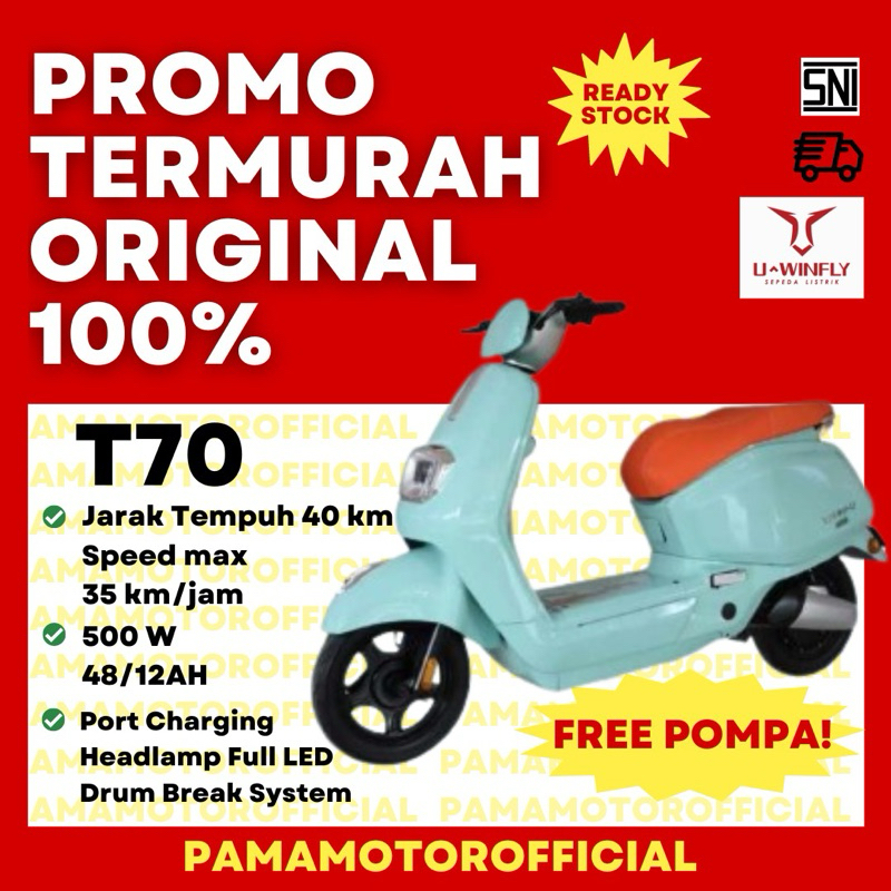 Uwinfly T70 LITHIUM Battery Sepeda Listrik New Series