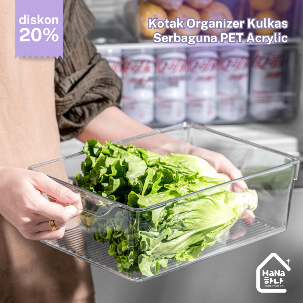 Kotak Organizer Kulkas Serbaguna PET Acrylic Wadah Penyimpanan Transparan - Container Kulkas